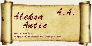 Aleksa Antić vizit kartica